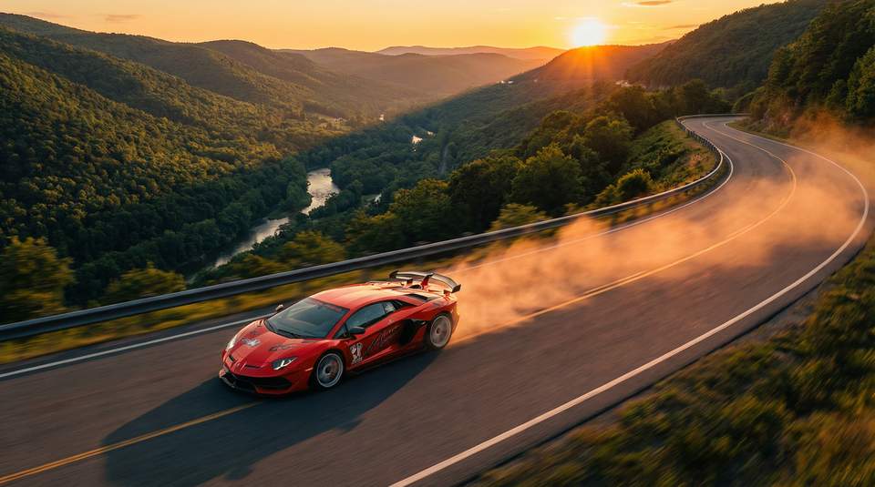 抖音风视频：红色Aventador SVJ山路激驾